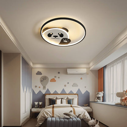 Cartoon Cute Panda Round LED Flush Mount Ceiling Light