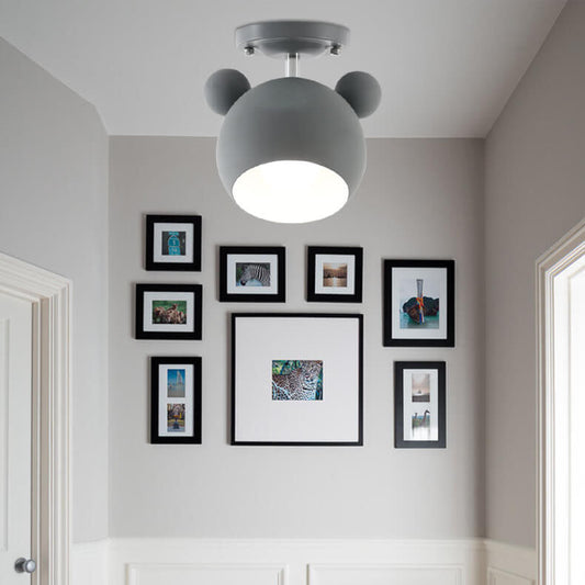 Nordic Cartoon Dome Shape Iron 1-Light Semi-Flush Mount Ceiling Light