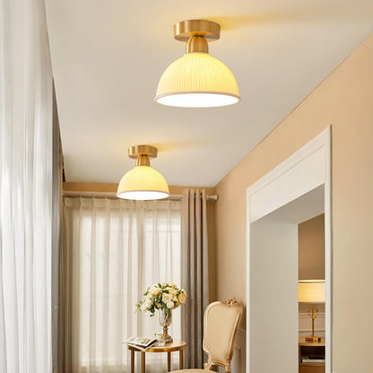 Modern Ceramic Round Jar Copper 1-Light Semi-Flush Mount Ceiling Light