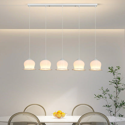 Modern Art Deco PLA Bell Orchid Flower Shade Iron 3/4/5-Light Island Light Chandelier For Dining Room