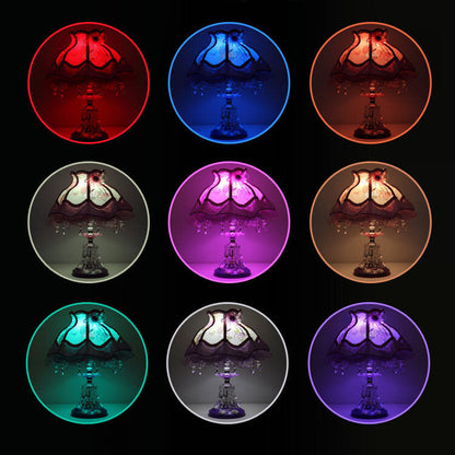 European Style Wedding Fabric Glass 1-Light Table Lamp