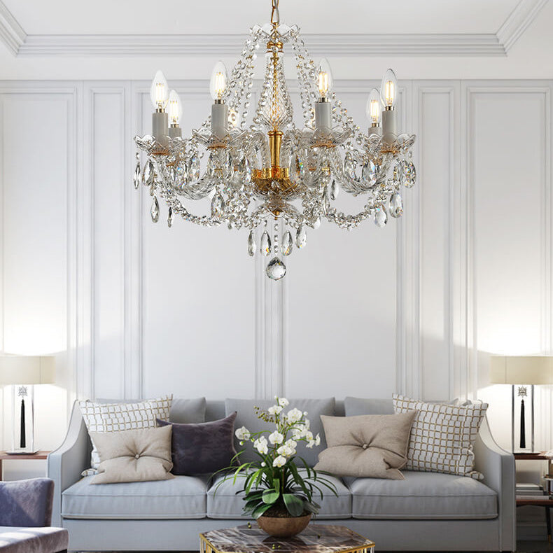 Modern European Style Crystal Pendant 8-Light Chandelier