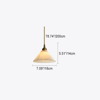 Modern Light Luxury Triangle Cone Lucite Copper 1-Light Pendant Light