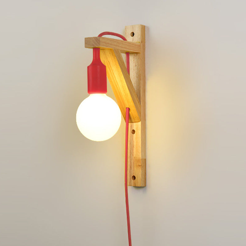 Modern Creative Wood 1-Light Wall Sconce Lamp