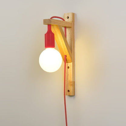 Modern Creative Wood 1-Light Wall Sconce Lamp