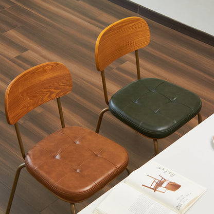 Modern Minimalist Square Metal PU Leather Four Legs  Dining Chair Backrest For Dining Room