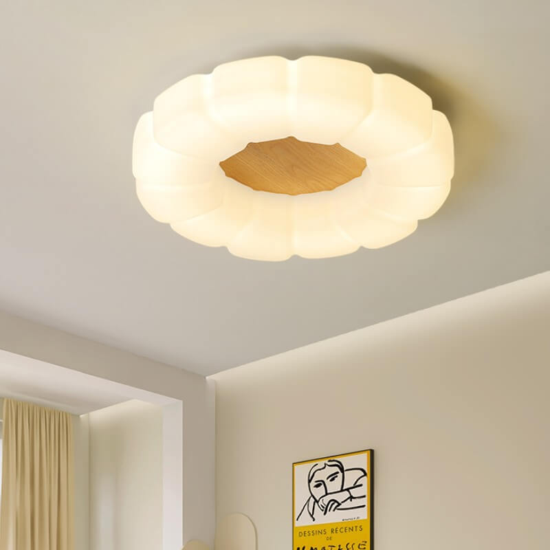 Nordic Creative Petals PE Wood Grain LED Flush Mount Ceiling Light
