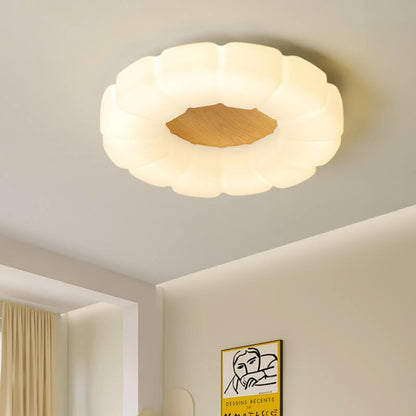 Nordic Creative Petals PE Wood Grain LED Flush Mount Ceiling Light