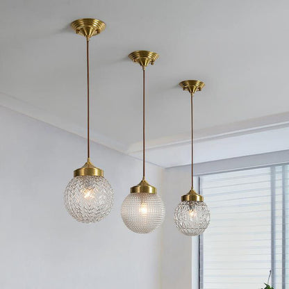 Nordic Light Luxury All-copper Glass Shade 1-Light Pendant Light