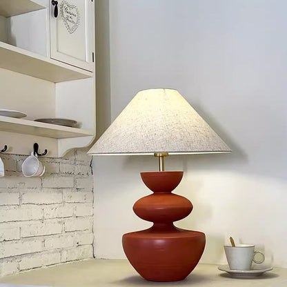 Traditional Japanese Jar Resin Fabric 1-Light Table Lamp For Living Room
