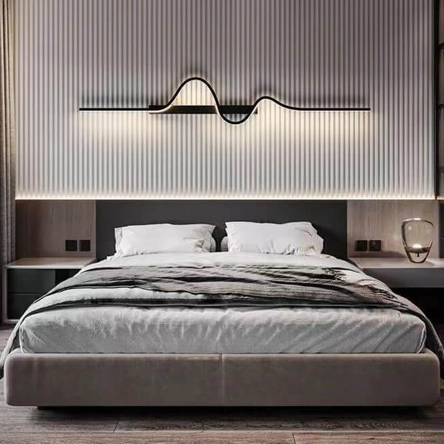 مصباح حائط LED من الألومنيوم بتصميم موجة طويلة عصري وبسيط لغرفة المعيشة