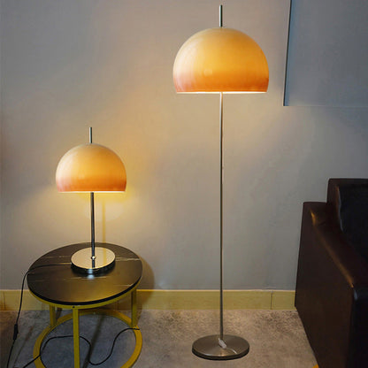 Contemporary Retro Mushroom Hardware Glass 2-Light Standing Floor Lamp For Living Room