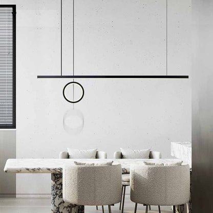 Modern Minimalist Strip Circle Brass Acrylic LED Island Light Chandelier For Dining Room