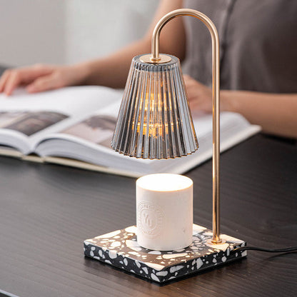 Minimalist Terrazzo Glass Shade 1-Light Melting Wax Table Lamp