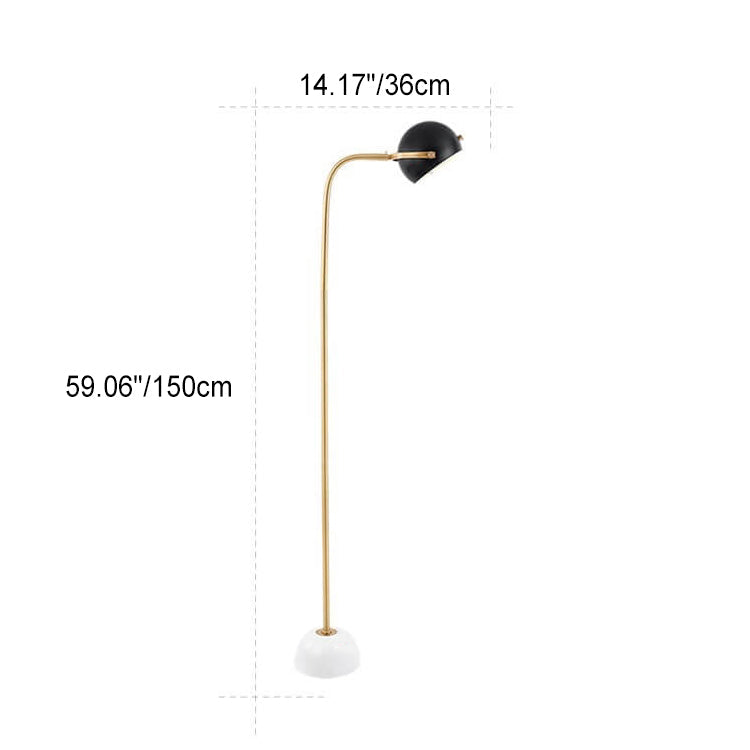 Modern Minimalist Spherical Metal Marble Adjustable Angle 1-Light Standing Floor Lamp