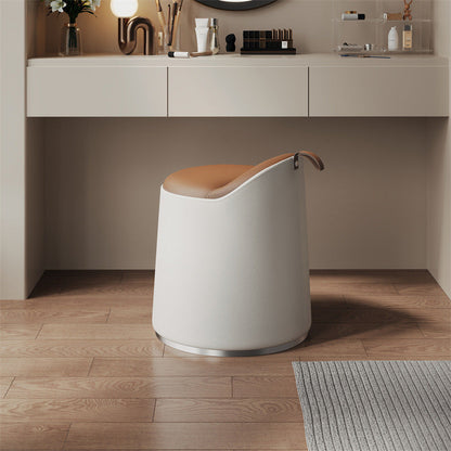 Modern Simplicity Microfiber Leather Wood Aluminum Alloy Sponge Round Cylinder Vanity Stool Backrest For Bedroom