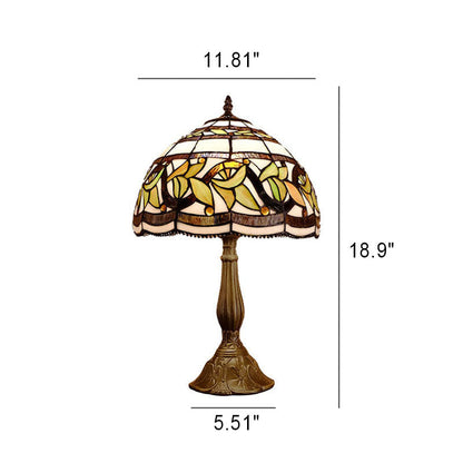 European Vintage Tiffany Glass Alloy 1-Light Table Lamp