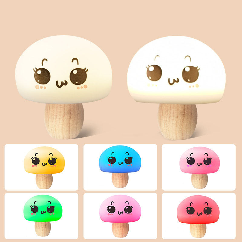 Modern Creative Mushroom Color-changing Log Silicone Pat Night Light Table Lamp