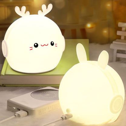 Creative Cartoon Deer Rabbit Silicone USB LED Night Light Table Lamp