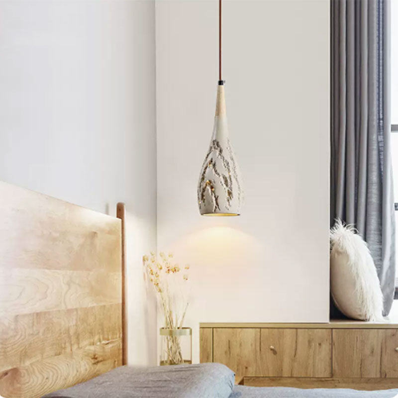 Contemporary Retro Conical High Mixed Clay 1-Light Pendant Light For Bedroom