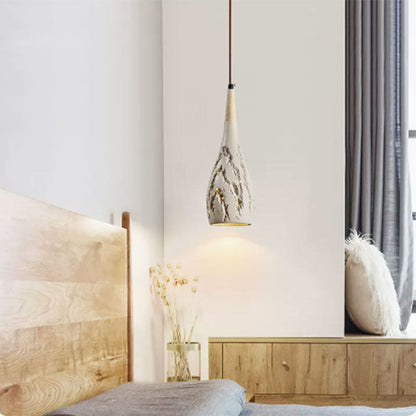 Contemporary Retro Conical High Mixed Clay 1-Light Pendant Light For Bedroom