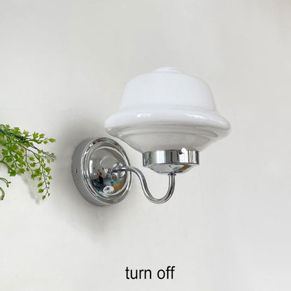 Contemporary Retro Round Clouds Iron Glass 1-Light Wall Sconce Lamp For Bedroom