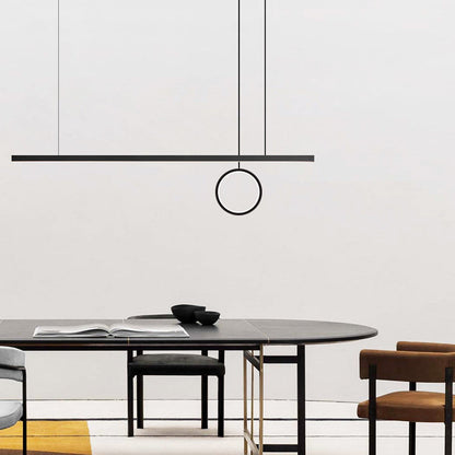 Modern Minimalist Strip Circle Brass Acrylic LED Island Light Chandelier For Dining Room