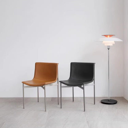 Modern Minimalist Square Cushion Microfiber Leather Stainless Steel High Resilience Sponge Dining Chair Backrest For Dining Room