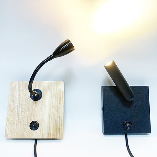 Modern Simplicity Iron Aluminum Wood Square LED Wall Sconce Lamp For Bedside