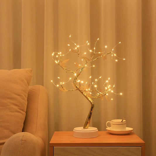 Simulation Gold Leaf Tree LED Tree Decoration Table Lamp