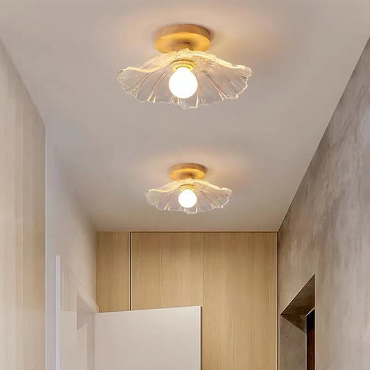 Japanese Simple Glass Log 1-Light Semi-Flush Mount Light