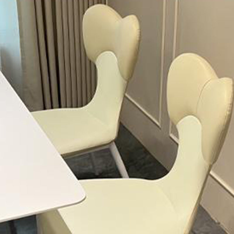 Contemporary Nordic Faux Leather Steel Square Bow Tie Dining Chair Backrest For Dining Room