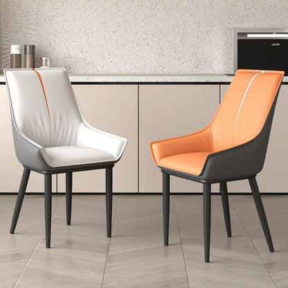 Contemporary Nordic Square Faux Leather Upholstered Dining Chair Backrest Armrest For Dining Room