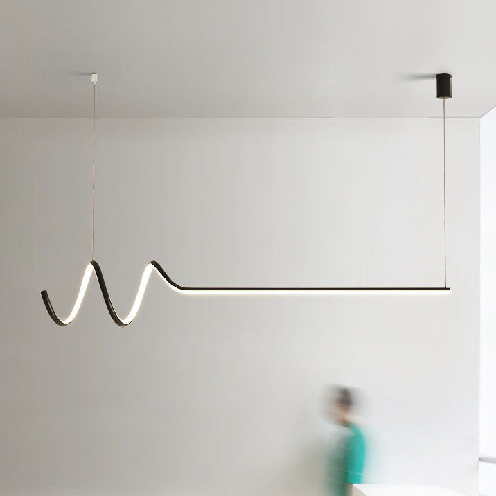 ثريا إضاءة LED طويلة لولبية من الألومنيوم بتصميم عصري بسيط لغرفة الطعام
