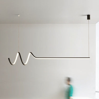 ثريا إضاءة LED طويلة لولبية من الألومنيوم بتصميم عصري بسيط لغرفة الطعام