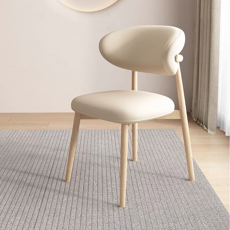 Contemporary Nordic Square Nappa Leather Metal Frame Dining Chair Backrest Armless For Dining Room