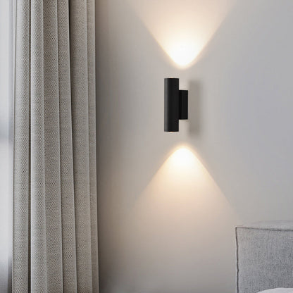 مصباح حائط LED أسطواني من الحديد والألومنيوم بتصميم عصري بسيط لغرفة النوم 
