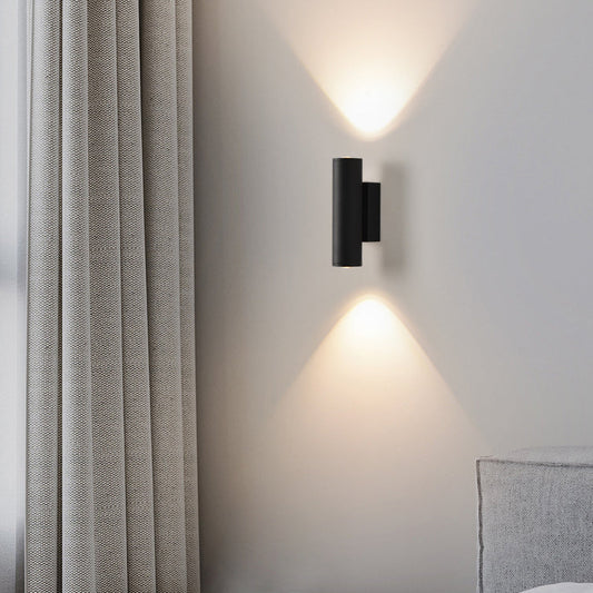 مصباح حائط LED أسطواني من الحديد والألومنيوم بتصميم عصري بسيط لغرفة النوم 