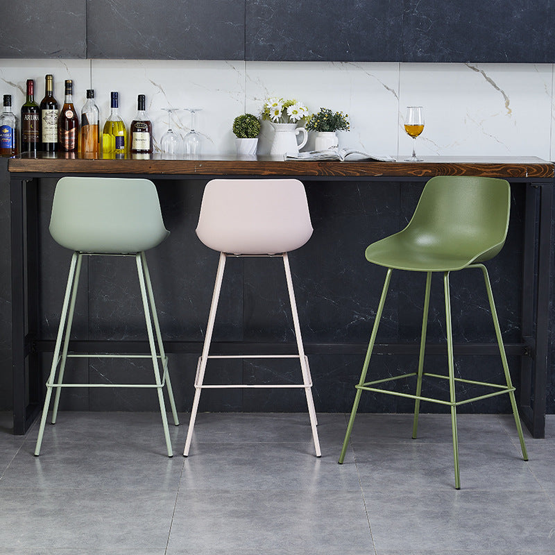 Contemporary Simplicity Curved Plastic Solid Color Bar Stool Backrest Footrest For Dining Room