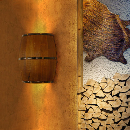 Industrial Vintage Half Barrel Wood LED Wall Sconce Lamp