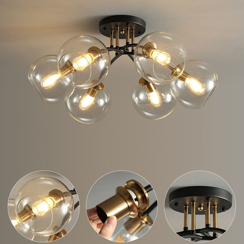Modern Light Luxury Glass Magic Bean Round 4/6/8 Light Semi-Flush Mount Ceiling Light
