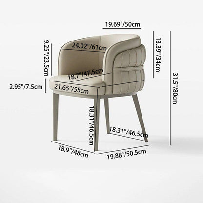 Modern Luxury Round Upholstered Faux Leather Carbon Steel Dining Chair Curved Backrest For Dining Room