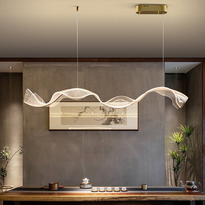 Contemporary Luxury Acrylic Corrugated Fluttering Tape Hardware LED Island Light Pendant Light For Living Room
