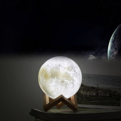 Creative Mini Rechargeable 3D Printed Moon 1-Light LED Table Lamp