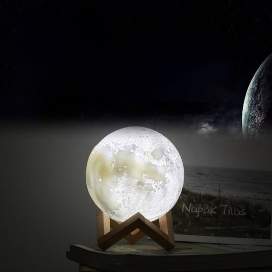 Creative Mini Rechargeable 3D Printed Moon 1-Light LED Table Lamp