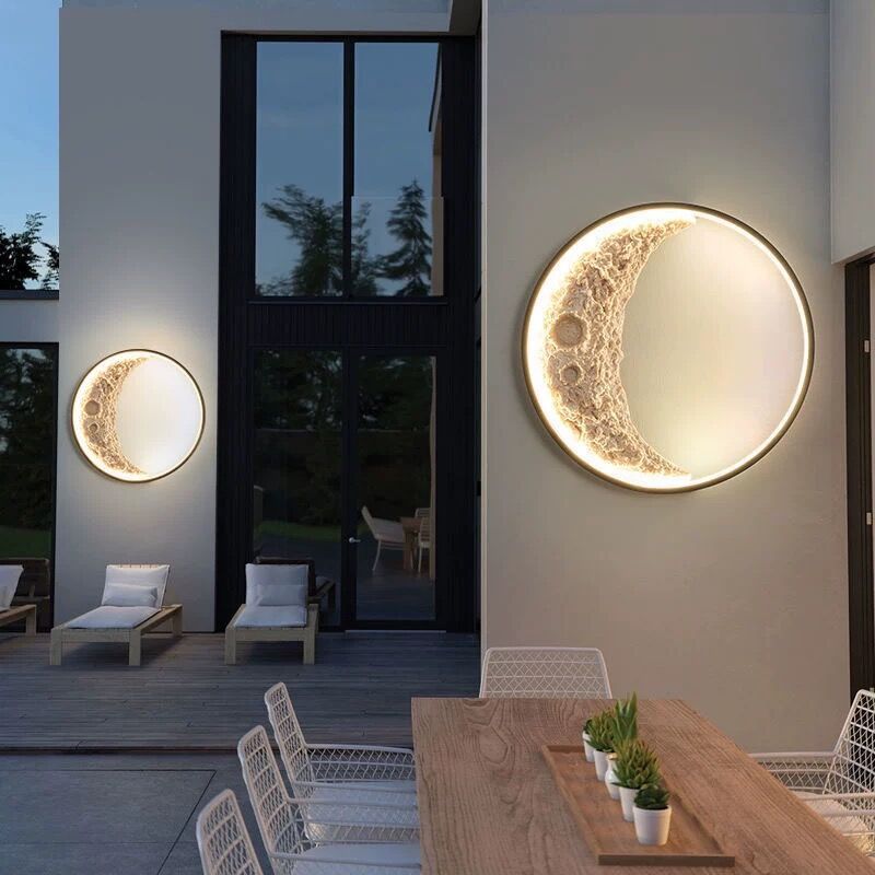 مصباح حائط LED دائري معدني من الراتنج بتصميم آرت ديكو عصري لغرفة النوم 