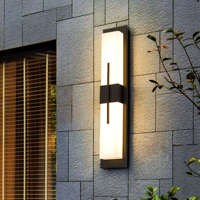 Outdoor Minimalist Rectangular Stainless Steel Acrylic LED Waterproof Wall Sconce Lamp