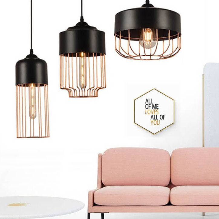 Nordic Creative Iron Geometry Plating Rose Gold 1-Light Pendant Light