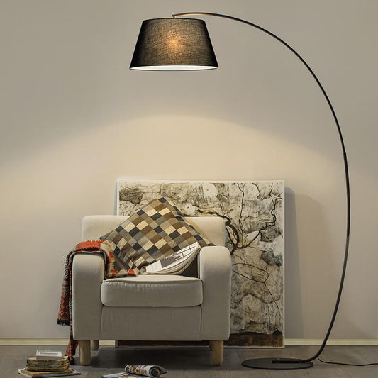 European Minimalist Solid Color Fishing Iron Fabric 1-Light Standing Floor Lamp