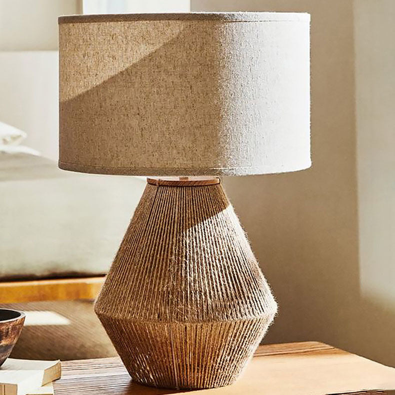 Japanese Vintage Hemp Rope Weaving Base Fabric 1-Light Table Lamp